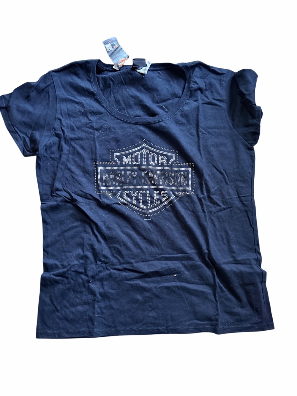Harley-Davidson woman’s black Short Sleeve Rhinestone Shield Tee